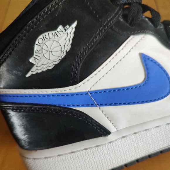 Nike Air Jordan 1 Mid Black and White with Racer Blue Accents - Picture 13 of 13